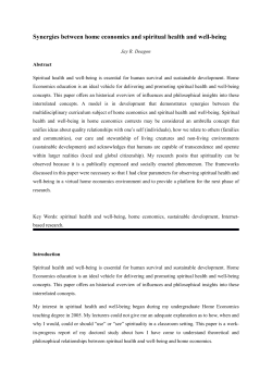 Synergies between home economics and spiritual health and well