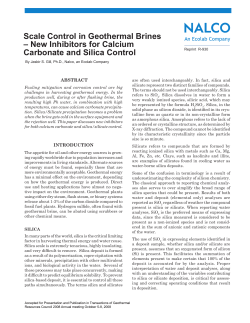 Scale Control in Geothermal Brines &ndash; New Inhibitors for Calcium