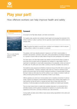 Play your part! How offshore workers can help improve health and