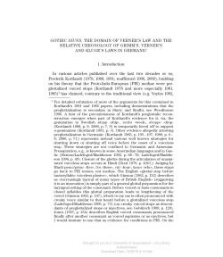 gothic siuns, the domain of verner`s law and the relative chronology