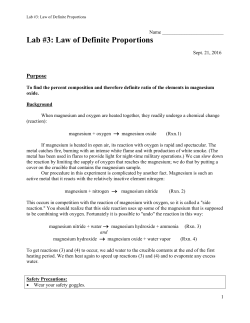 Lab #3: Law of Definite Proportions