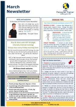 March Newsletter - JJK Personal Trainer
