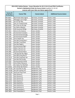Course ID (Prefix/No.) Course Title Course Liaison Additional