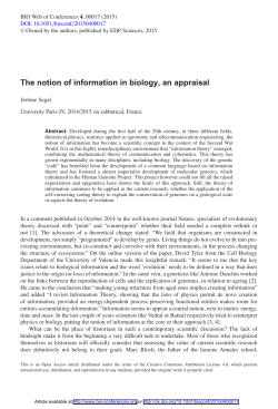 The notion of information in biology, an appraisal