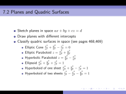 7.2 Planes and Quadric Surfaces