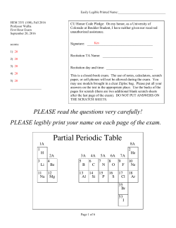 Partial Periodic Table - University of Colorado Boulder