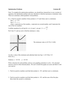 Optimization Problems Calculus BC Note: To complete the