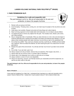 LASSEN VOLCANIC NATIONAL PARK FIELDTRIP (8 GRADE) 1