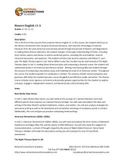 Honors English 11 A - Connections Academy