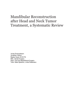 Mandibular Reconstruction after Head and Neck Tumor