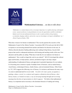 Mathematical Literacy&hellip; an idea to talk about