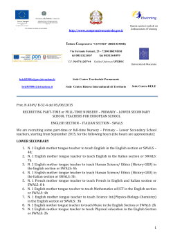 1 Prot. N.4349/ B-32-4 del 05/08/2015 RECRUITING PART