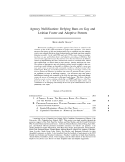 Agency Nullification: Defying Bans on Gay and Lesbian Foster and
