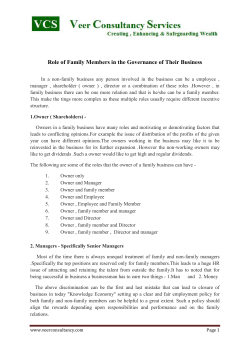Role of Family Members in the Governance of Their Business