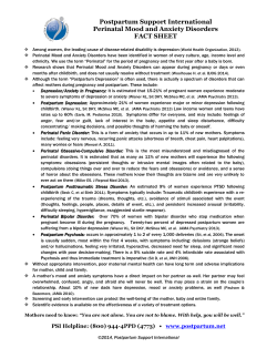 Perinatal Mood and Anxiety Disorders