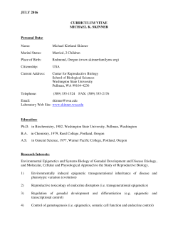 JULY 2016 CURRICULUM VITAE MICHAEL K. SKINNER Personal