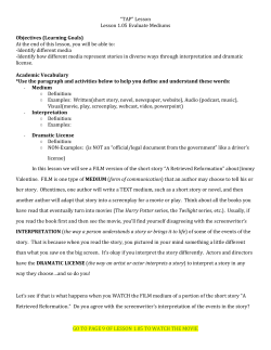 “TAP” Lesson Lesson 1.05 Evaluate Mediums Objectives (Learning