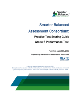 Math Performance Task - Smarter Balanced Assessment Consortium