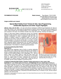 Special Mark Rothko Event Tickets On Sale, Spun Programming