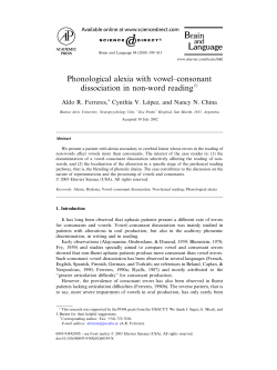 Phonological alexia with vowel&ndash;consonant