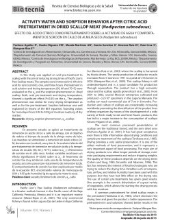 ACTIVITY WATER AND SORPTION BEHAVIOR AFTER