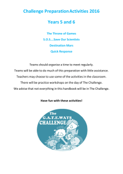Challenge Preparation Activities 2016 Years 5 and 6