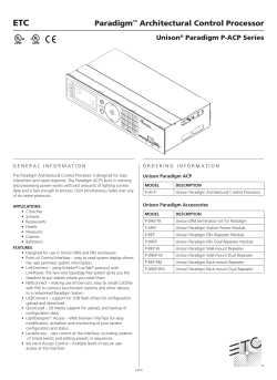 Paradigm&trade; Architectural Control Processor