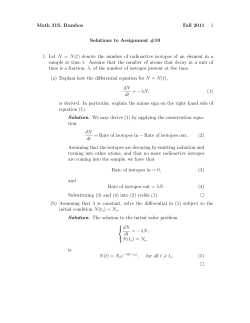Math 31S. Rumbos Fall 2011 1 Solutions to Assignment #10 1. Let