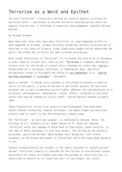 Terrorism as a Word and Epithet
