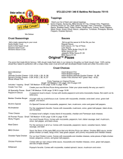 Print Menu - Mr. Jim`s Pizza