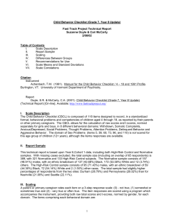 1 Child Behavior Checklist (Grade 7, Year 8 Update) Fast Track