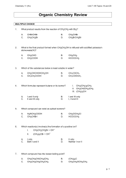 Organic Chemistry Review HL May 2013