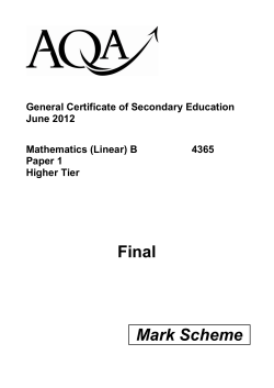 GCSE Mathematics (Linear) Mark Scheme June 2012