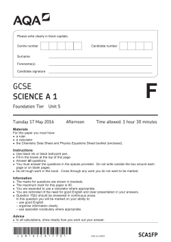 GCSE Science A Question paper Unit 05 June 2016