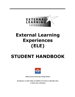 External Learning Experiences (ELE) STUDENT HANDBOOK
