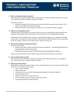 FREQUENTLY ASKED QUESTIONS LIVING DONOR KIDNEY