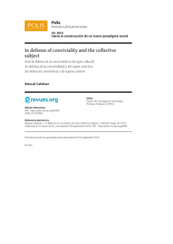 In defense of conviviality and the collective subject - Polis