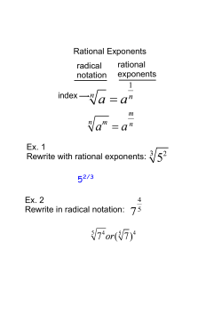 Rational Exponents index radical notation rational exponents Ex. 1