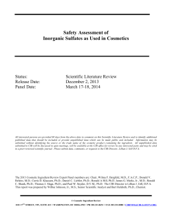 Safety Assessment of Inorganic Sulfates as Used in Cosmetics
