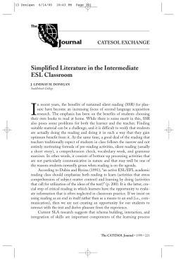 Simplified Literature in the Intermediate ESL Classroom