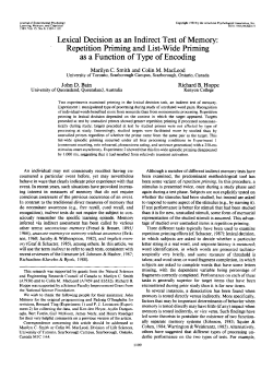 Lexical Decision as an Indirect Test of Memory