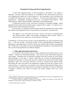 Emotional Caring and Moral Apprehension 1 Value