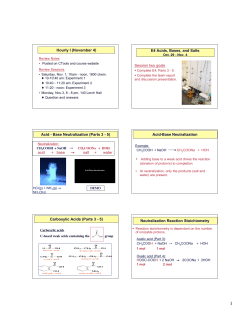 Hourly I (November 4) E4 Acids, Bases, and Salts E4 Acids, Bases