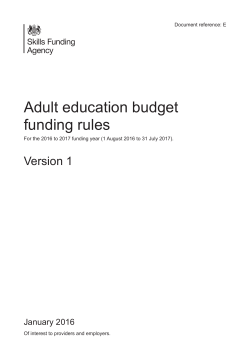 Adult education budget funding rules 2016 to 2017