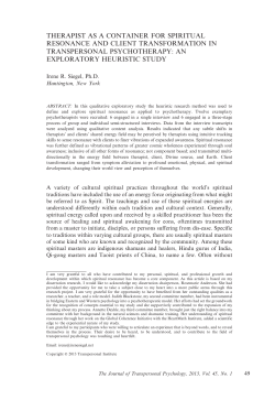 therapist as a container for spiritual resonance and client