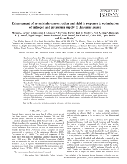 Enhancement of artemisinin concentration and yield in response to