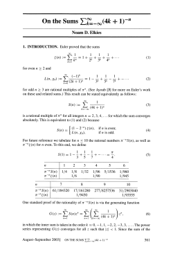 On the Sums E,(4k + 1) - Mathematical Association of America