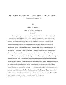 PREPOSITIONAL SYSTEMS IN BIBLICAL GREEK, GOTHIC