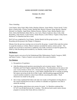 AGING ADVISORY COUNCIL MEETING October 24, 2012 Minutes