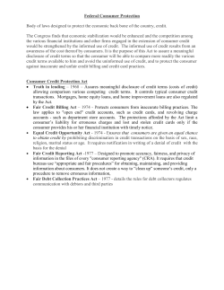 Federal Consumer Protection